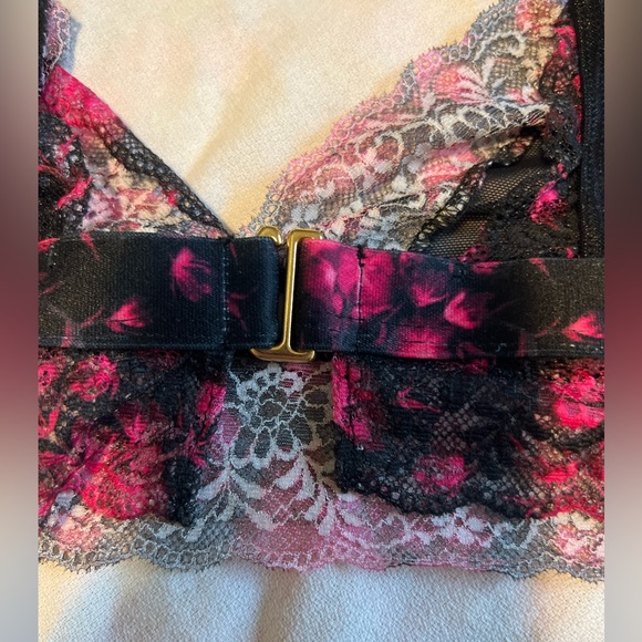 Beautiful mesh and lace floral lingerie, set pink and black sexy set size medium - Picture 3 of 16